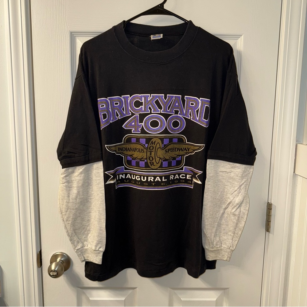 VTG NASCAR 1994 Brickyard 400 Inaugural Race Black Long Sleeve T Shirt Adult L